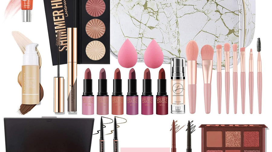 All-In-One Holiday Make up Gift Set | Makeup Kit for Women Full Kit Essential Starter Bundle Include Eyeshadow Palette Lipstick Blush Foundation Concealer Face Powder Mascara Lipgloss Brush